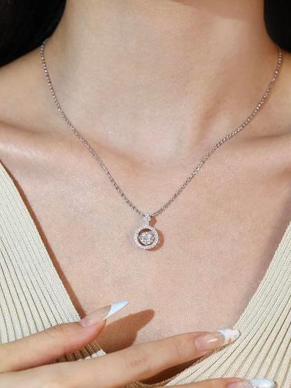 S925 1CT SYNTHETIC MOISSANITE ROUND HALO PENDANT FOR WOMEN