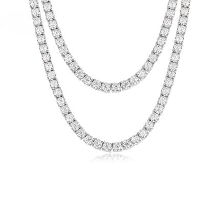 S925 Silver Hip Hop Synthetic Moissanite Tennis Chain