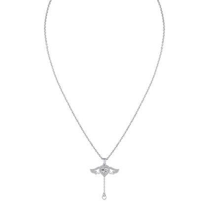 S925 HEART SYNTHETIC MOISSANITE ANGEL WING PENDANT NECKLACE