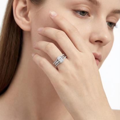 1.8ct Heavenly Nest Ring Engagement Ring Triple Stacking Ring VVS Synthetic Moissanite Ring Jewelry Copper Band