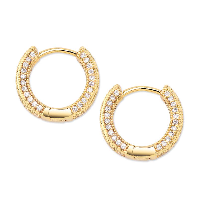 S925 Round VVS Synthetic Moissanite Iced Hoop Earring Birthday Mother's Day Gifts for Men Women
