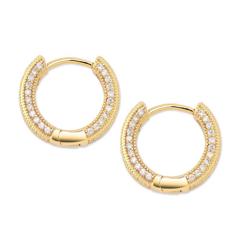 S925 Round VVS Synthetic Moissanite Iced Hoop Earring Birthday Mother's Day Gifts for Men Women