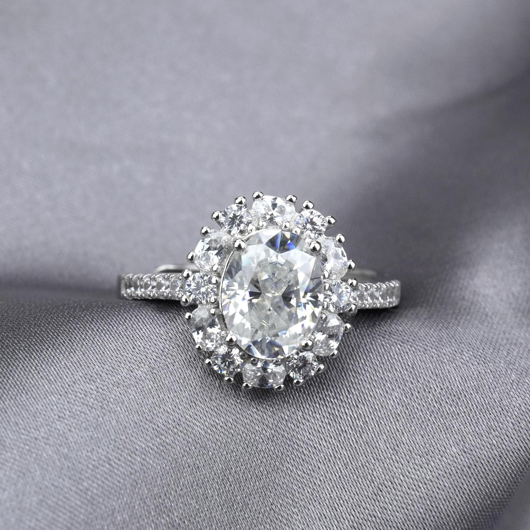 2ct Oval Synthetic Moissanite Ring S925