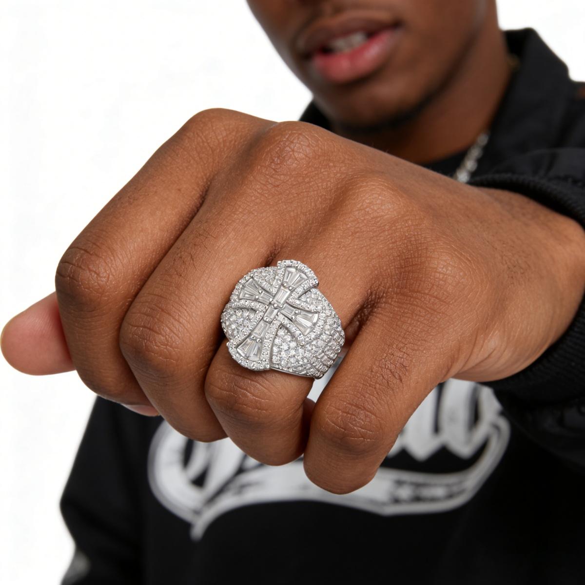 2ct Eternal Pillar Ring Fully Iced Out Ring Gothic Ring Band VVS Synthetic Moissanite Ring Jewelry Copper Band