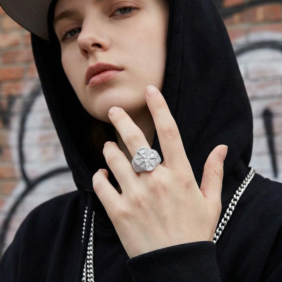 2ct Eternal Pillar Ring Fully Iced Out Ring Gothic Ring Band VVS Synthetic Moissanite Ring Jewelry Copper Band