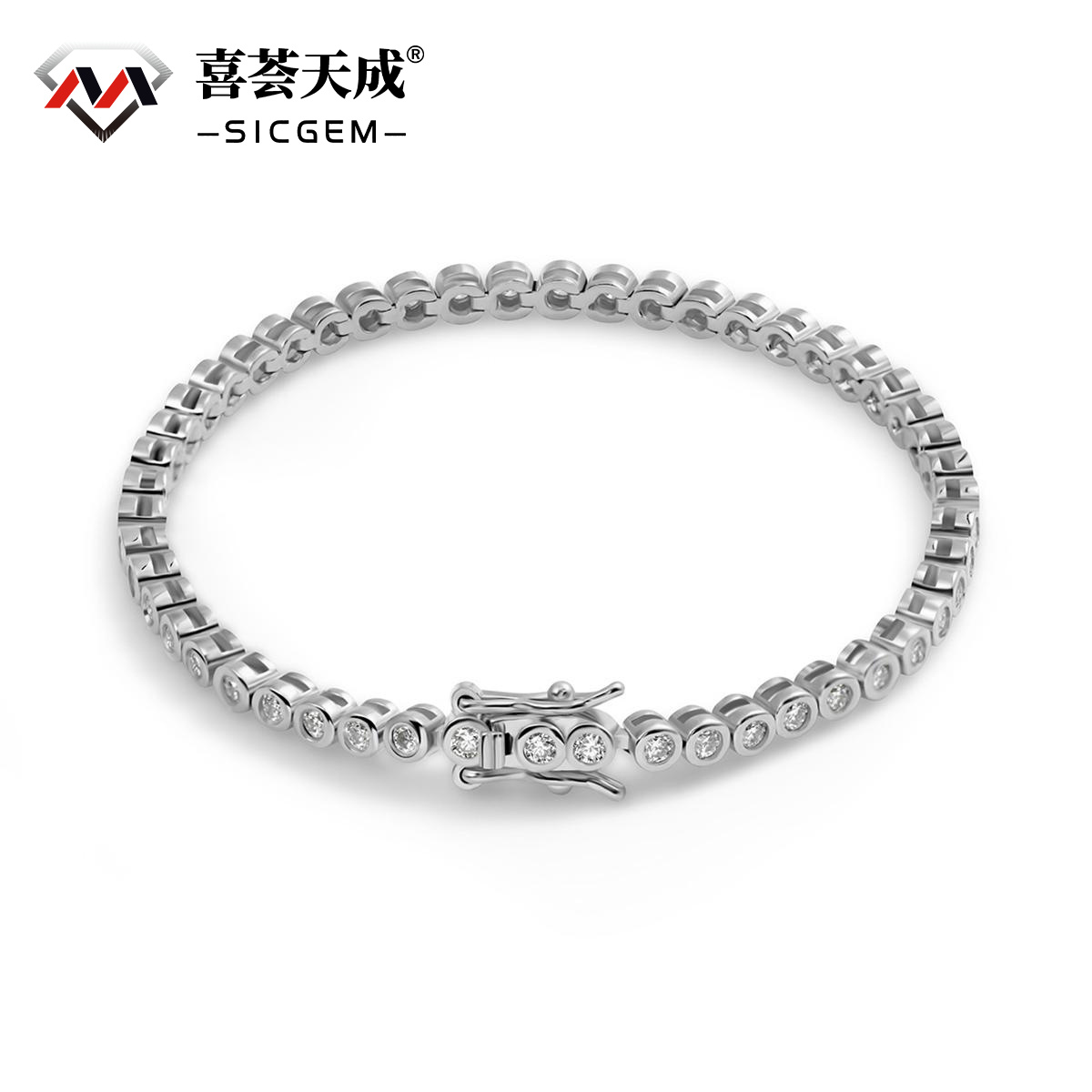 2mm VVS D Color S925 Sterling Silver Synthetic Moissanite Tennis Bracelet