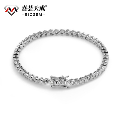 2mm VVS D Color S925 Sterling Silver Synthetic Moissanite Tennis Bracelet