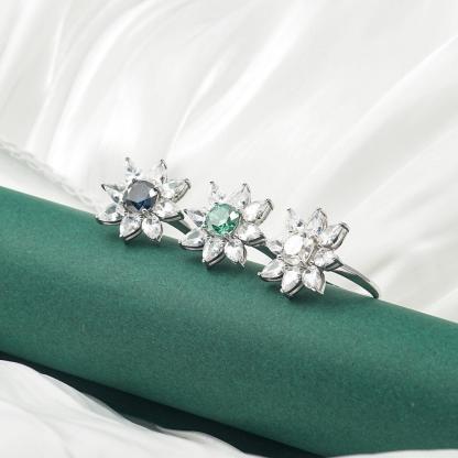 2ct Cushion Synthetic Moissanite Flower Ring In 925 Sterling Silver