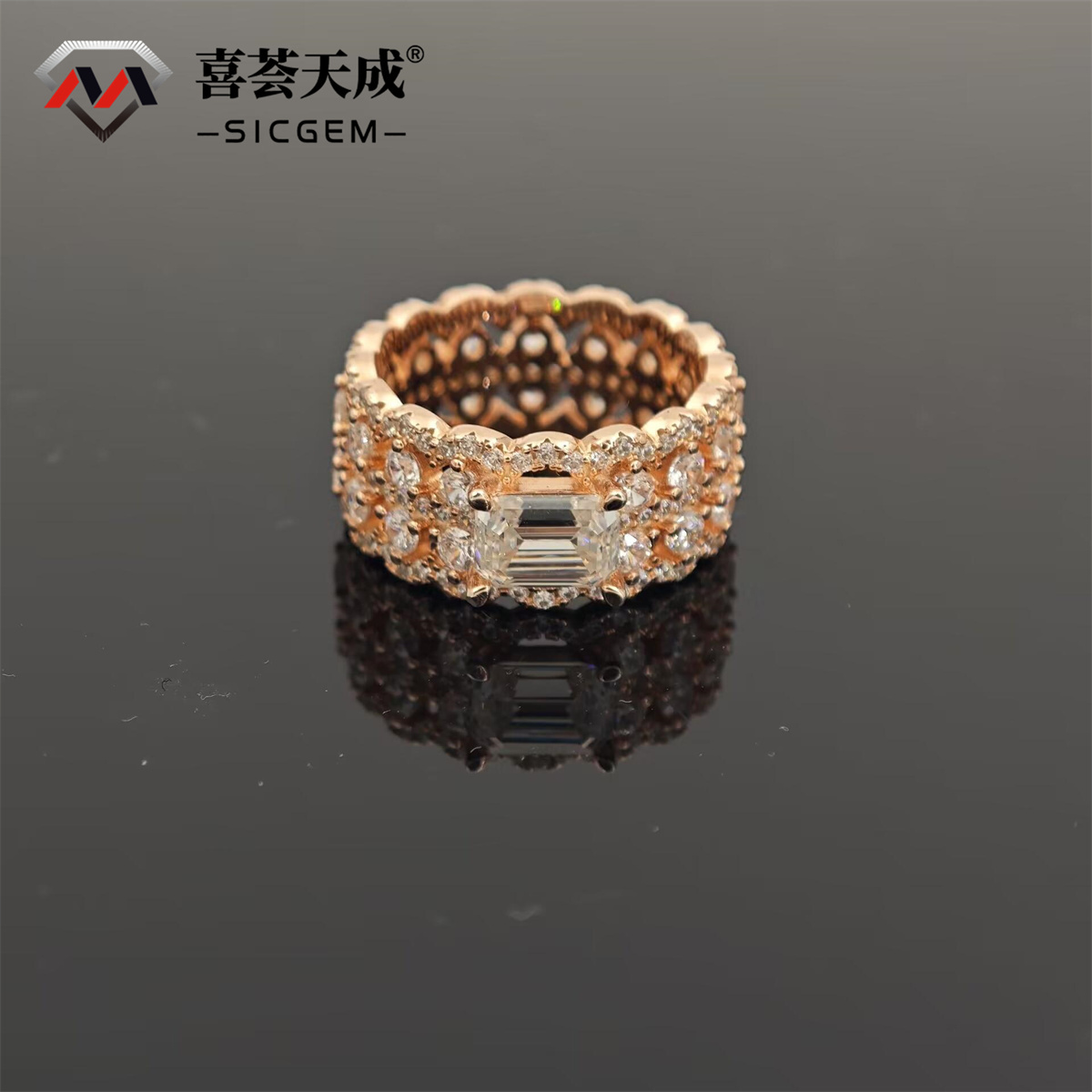 1ct Octagon Synthetic Moissanite Luxury Ring In 925 Sterling Silver