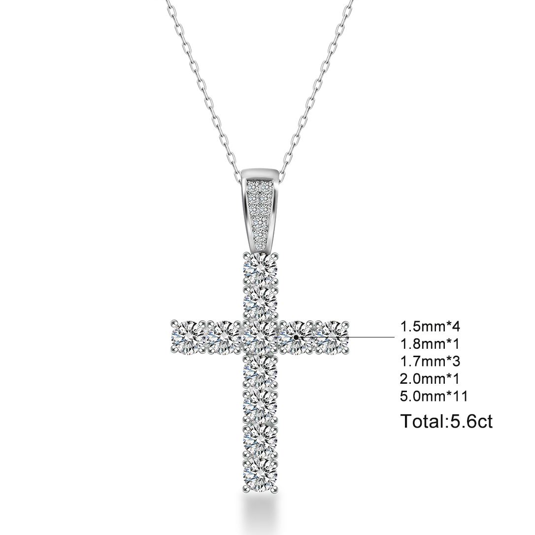 Unisex Classic Cross Pendant Necklace 925S & VVS Moissanite