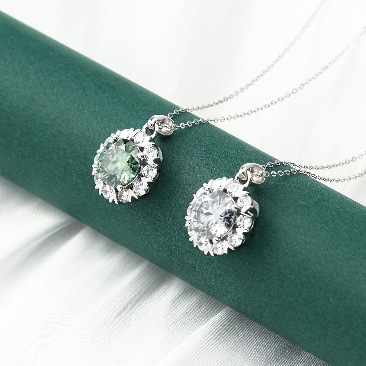 Synthetic Moissanite Pendant Necklace Chain S925 13