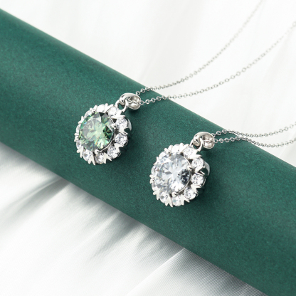 Synthetic Moissanite Pendant Necklace Chain S925 13