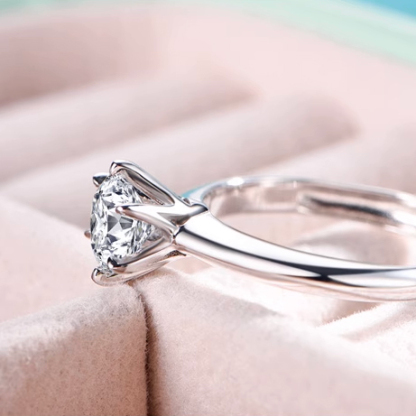 Round Synthetic Moissanite Classic Six Prong Ring S925