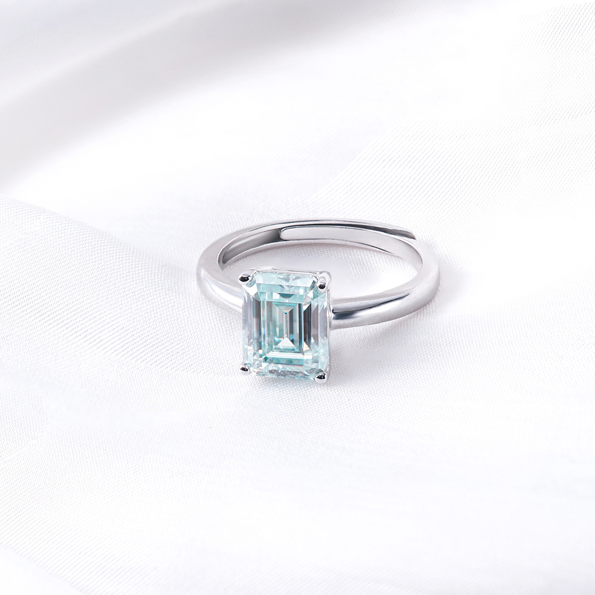 3ct Step Cut Synthetic Moissanite Classic Square Ring S925