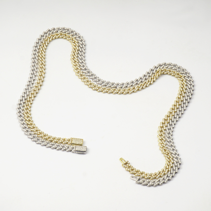 03style 6.8MM S925 VVS Synthetic Moissanite Hip Hop Iced Out Cuban Link Necklace Chain