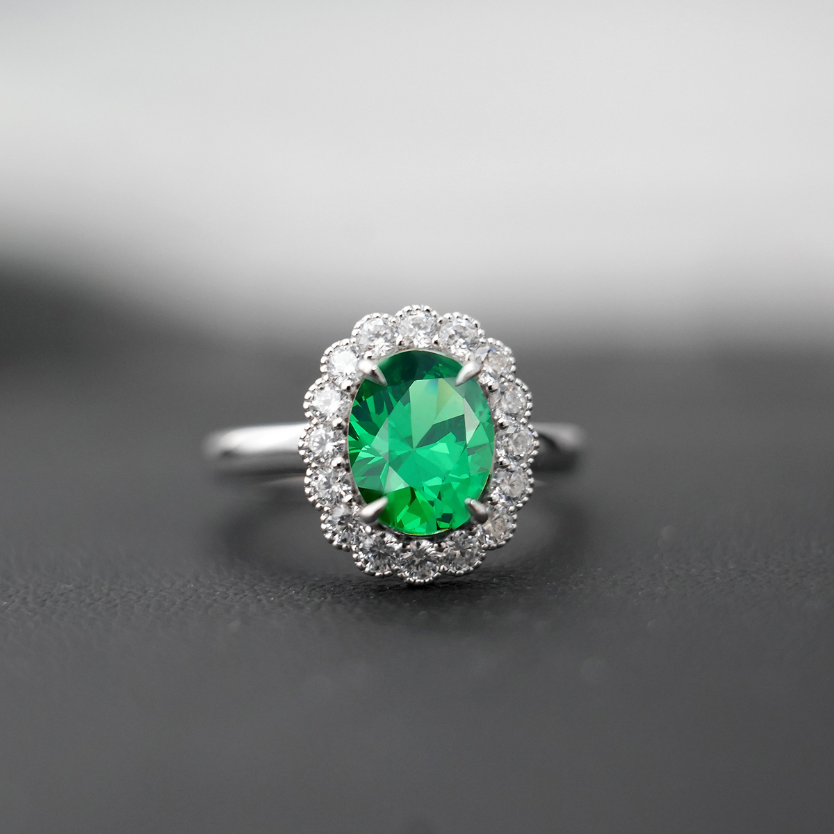 2ct Oval Synthetic Moissanite Sunflower Ring S925