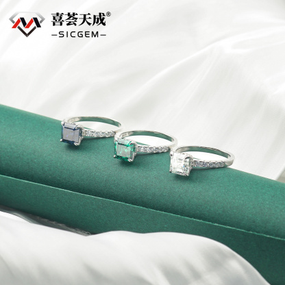 2ct Square Asscher Cut Synthetic Moissanite Solitaire Ring In 925 Sterling Silver