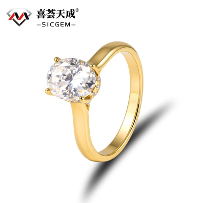 2ct Solitaire Oval Promise Engagement Ring Synthetic Moissanite S925 Wedding Ring Band Jewelry for Women