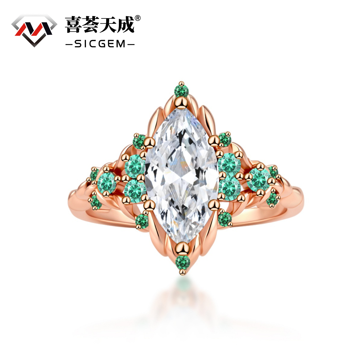 2.2ct Royal Marquise Promise Ring Synthetic Moissanite Ring Jewelry S925 Dainty Floral Ring