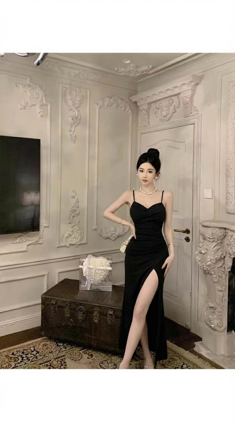 2026春夏款连衣裙长款开叉