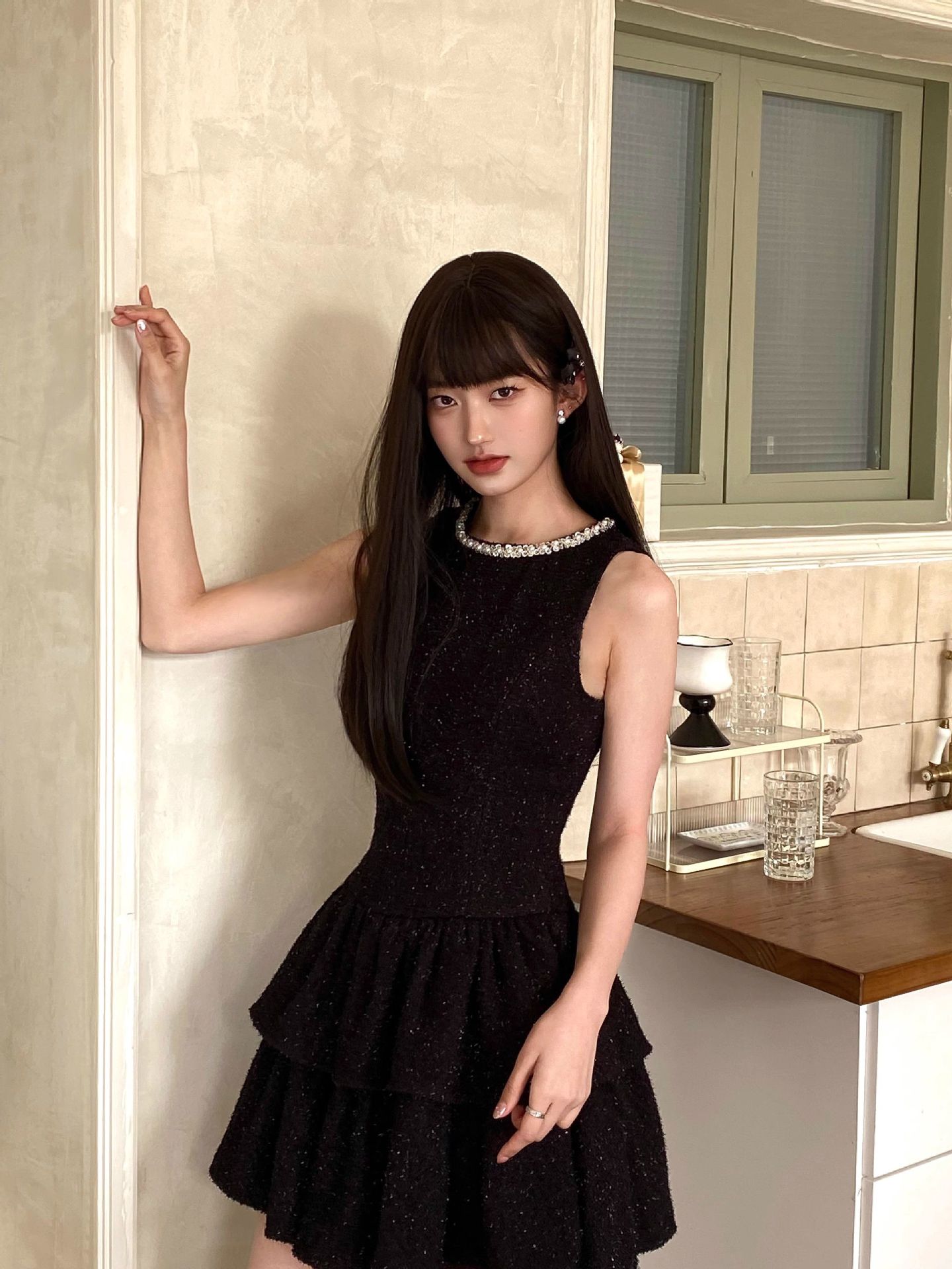 气质千金感小黑裙连衣裙