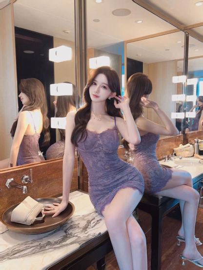 2026春夏新款纯欲风性感露背蕾丝吊带花边身材连衣裙修身裙子紧身短裙收腰