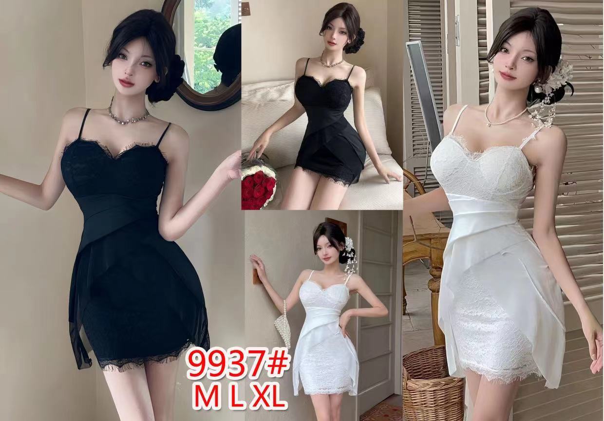 2026春夏气质法式纯欲网纱拼接不规则吊带礼服短裙性感名媛收腰包臀连衣裙