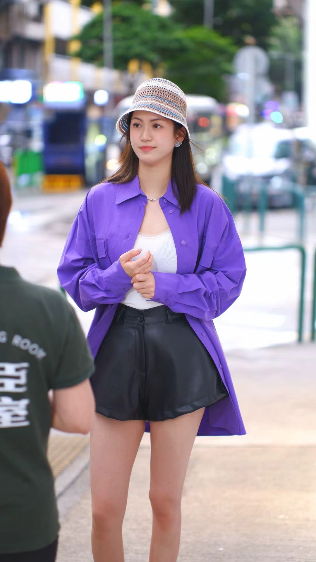 Oversize Purple Shirt｜甜酷風格成套穿搭