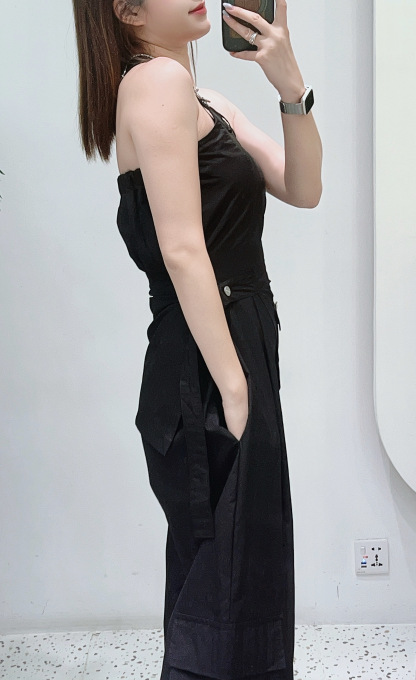 斜肩腰簾JUMPSUIT