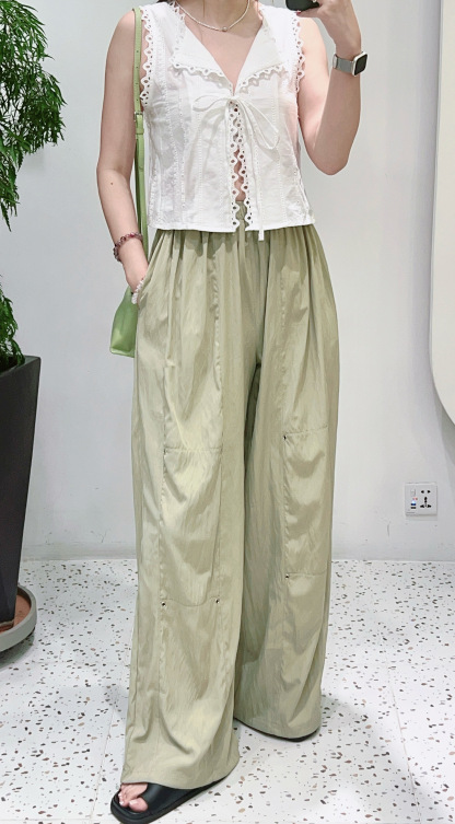 反領綁結刺繡vest