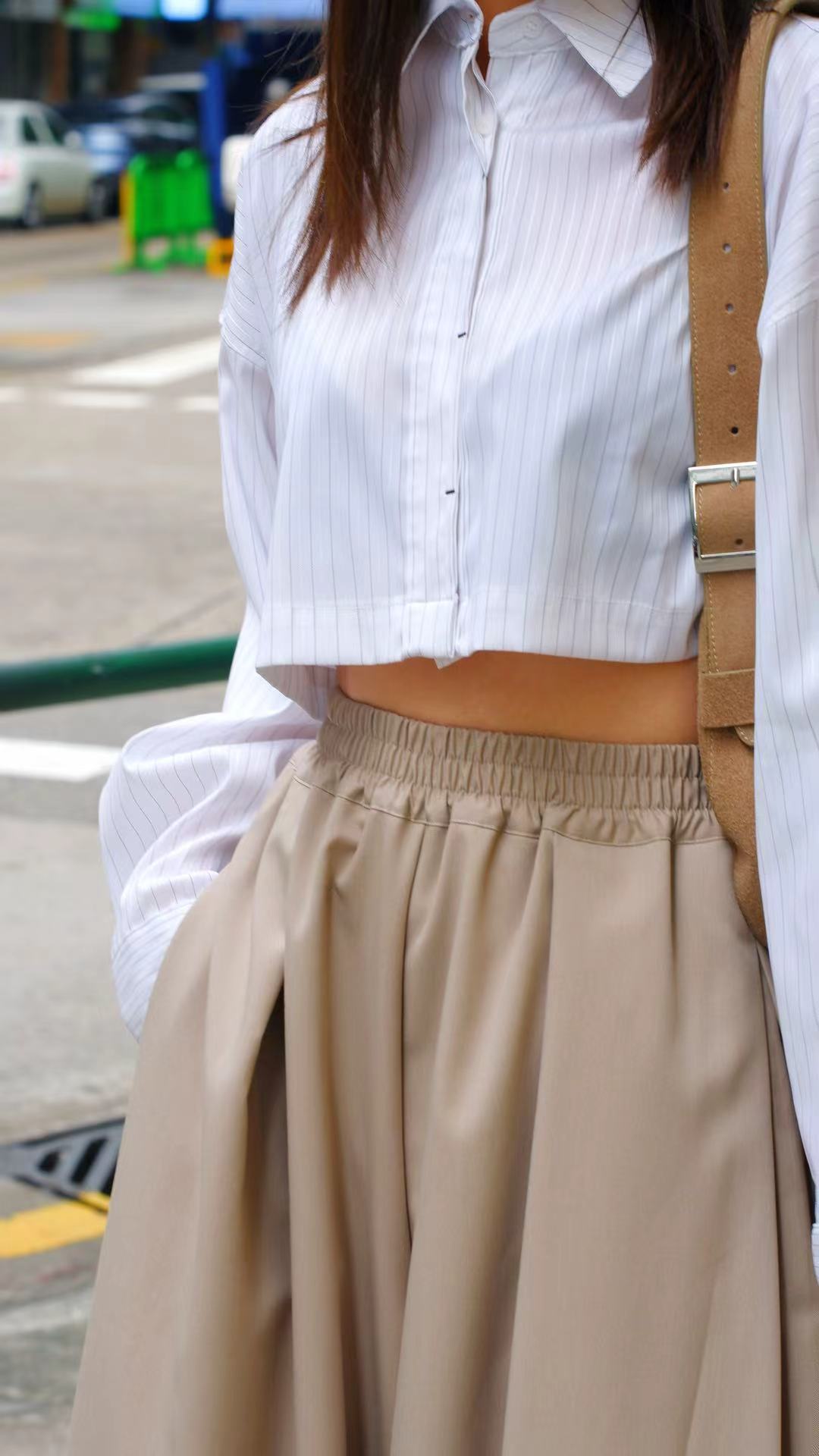 Cropped Shirt 簡約套裝｜垂感極簡風穿搭