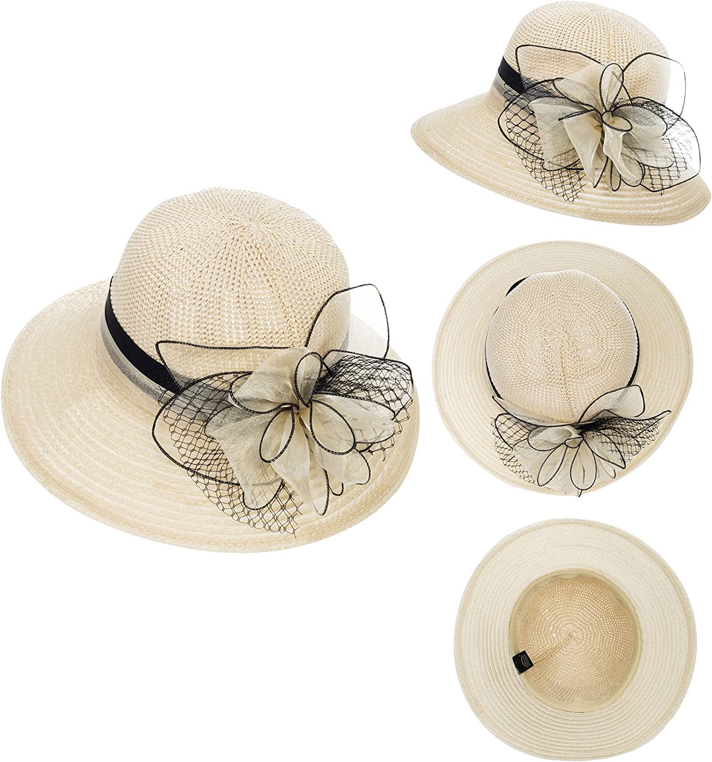 UVカット 帽子 レディース 日よけ 帽子 つば広 小顔効果 花飾り 教会 パーティー 結婚式 二次会 ビーチ 旅行 エレガント 夏 サンハット 折りたたみ 通気