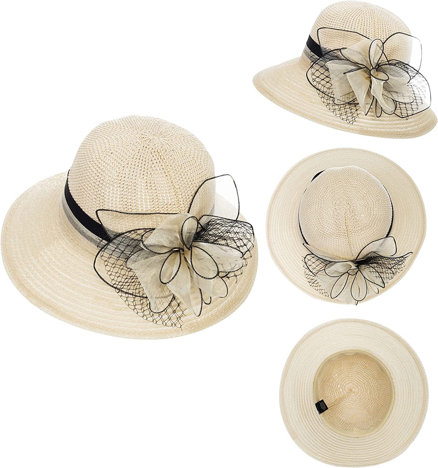 UVカット 帽子 レディース 日よけ 帽子 つば広 小顔効果 花飾り 教会 パーティー 結婚式 二次会 ビーチ 旅行 エレガント 夏 サンハット 折りたたみ 通気