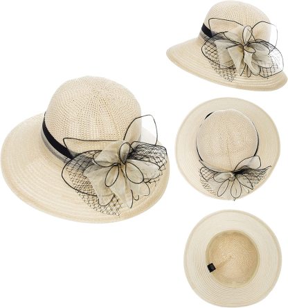 UVカット 帽子 レディース 日よけ 帽子 つば広 小顔効果 花飾り 教会 パーティー 結婚式 二次会 ビーチ 旅行 エレガント 夏 サンハット 折りたたみ 通気