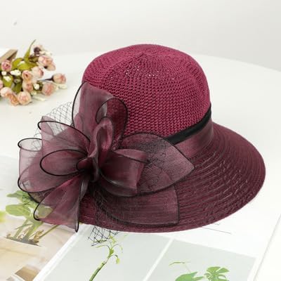 UVカット 帽子 レディース 日よけ 帽子 つば広 小顔効果 花飾り 教会 パーティー 結婚式 二次会 ビーチ 旅行 エレガント 夏 サンハット 折りたたみ 通気