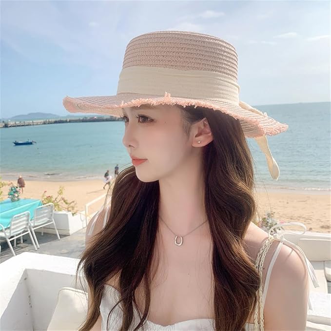 夏春 麦わら帽子レディース 蝶結び ビーチ 日焼け止め ストローハット 小顔効果 あご紐 折りたたみ ガーデニング 旅行 海 防紫外線 UVカット 天然素材 通気性