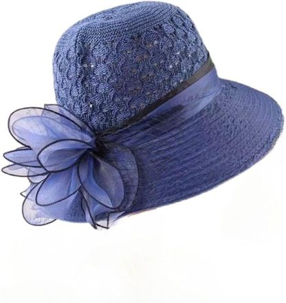 UVカット 帽子 レディース 日よけ 帽子 つば広 小顔効果 花飾り 教会 パーティー 結婚式 二次会 ビーチ 旅行 エレガント 夏 サンハット 折りたたみ 通気