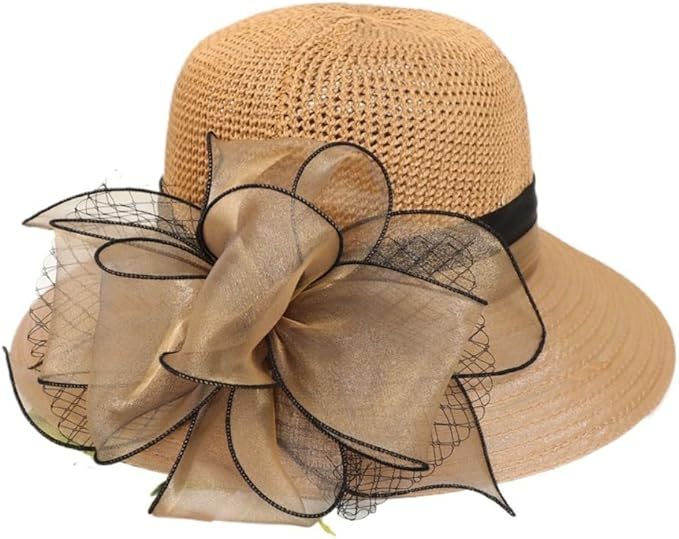UVカット 帽子 レディース 日よけ 帽子 つば広 小顔効果 花飾り 教会 パーティー 結婚式 二次会 ビーチ 旅行 エレガント 夏 サンハット 折りたたみ 通気