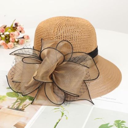 UVカット 帽子 レディース 日よけ 帽子 つば広 小顔効果 花飾り 教会 パーティー 結婚式 二次会 ビーチ 旅行 エレガント 夏 サンハット 折りたたみ 通気