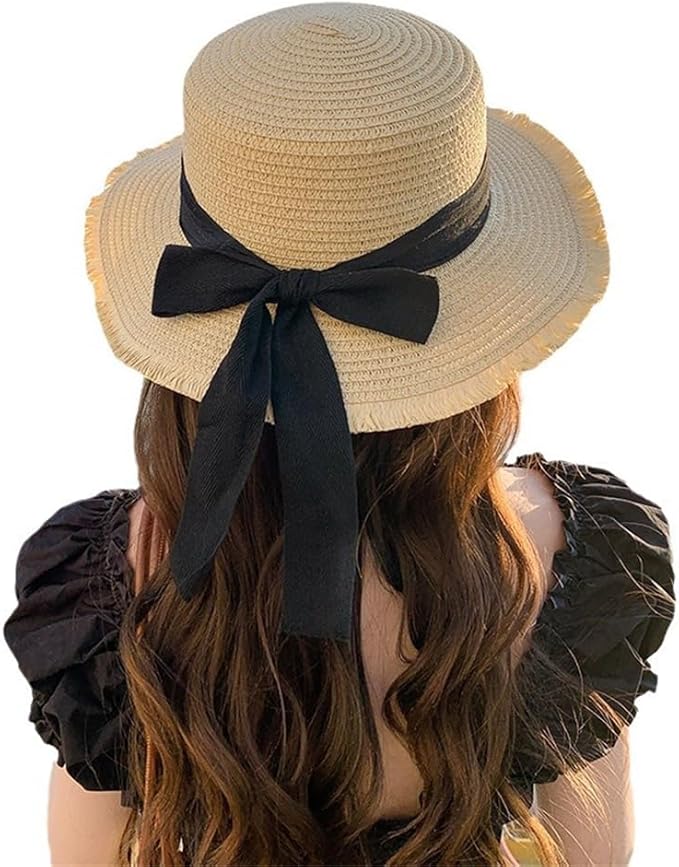 夏春 麦わら帽子レディース 蝶結び ビーチ 日焼け止め ストローハット 小顔効果 あご紐 折りたたみ ガーデニング 旅行 海 防紫外線 UVカット 天然素材 通気性