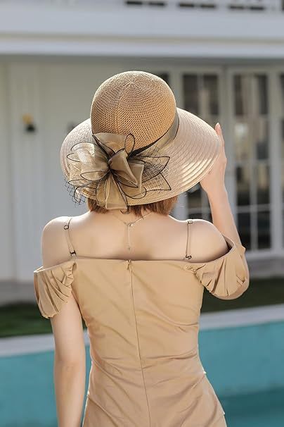 UVカット 帽子 レディース 日よけ 帽子 つば広 小顔効果 花飾り 教会 パーティー 結婚式 二次会 ビーチ 旅行 エレガント 夏 サンハット 折りたたみ 通気