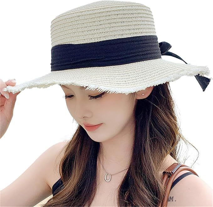 夏春 麦わら帽子レディース 蝶結び ビーチ 日焼け止め ストローハット 小顔効果 あご紐 折りたたみ ガーデニング 旅行 海 防紫外線 UVカット 天然素材 通気性