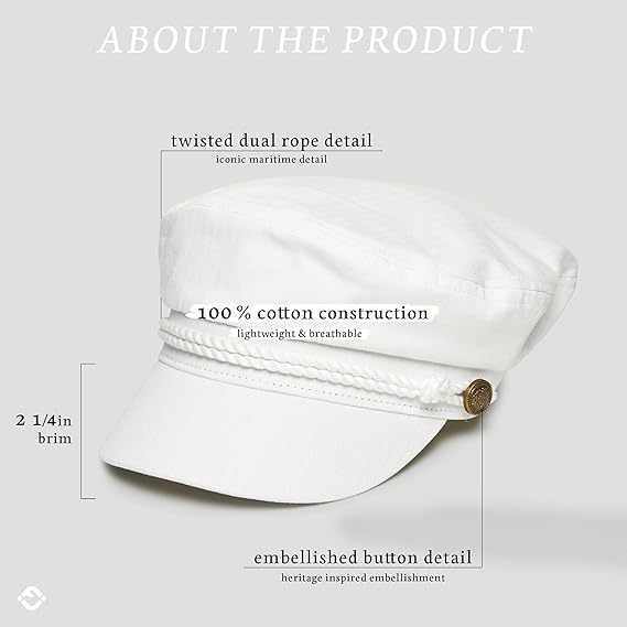 Newsboy Hat for Women – Trendy Greek Fisherman Cap, Classic Women's Baker Boy Newsies Hat, Ladies Fashion Caps