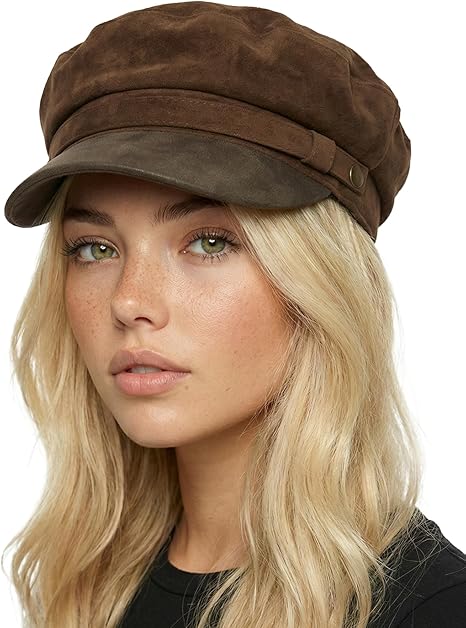 Newsboy Hat for Women – Trendy Greek Fisherman Cap, Classic Women's Baker Boy Newsies Hat, Ladies Fashion Caps