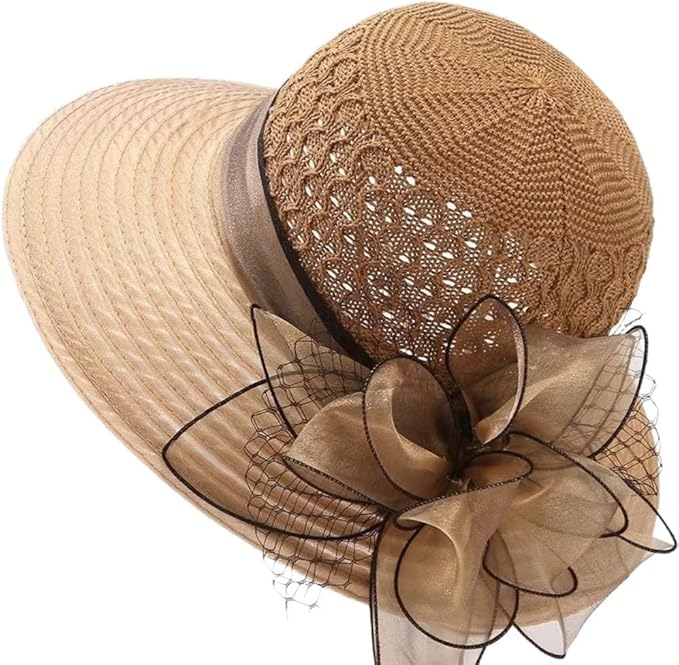 UVカット 帽子 レディース 日よけ 帽子 つば広 小顔効果 花飾り 教会 パーティー 結婚式 二次会 ビーチ 旅行 エレガント 夏 サンハット 折りたたみ 通気