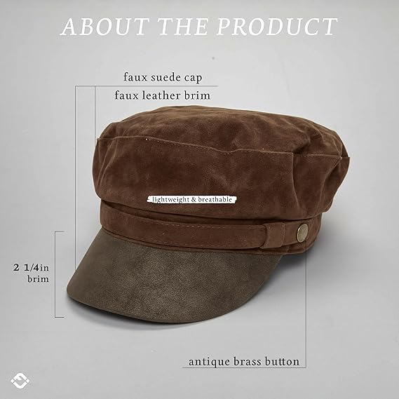 Newsboy Hat for Women – Trendy Greek Fisherman Cap, Classic Women's Baker Boy Newsies Hat, Ladies Fashion Caps