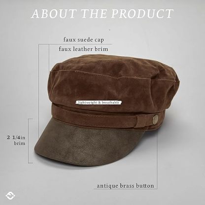 Newsboy Hat for Women – Trendy Greek Fisherman Cap, Classic Women's Baker Boy Newsies Hat, Ladies Fashion Caps