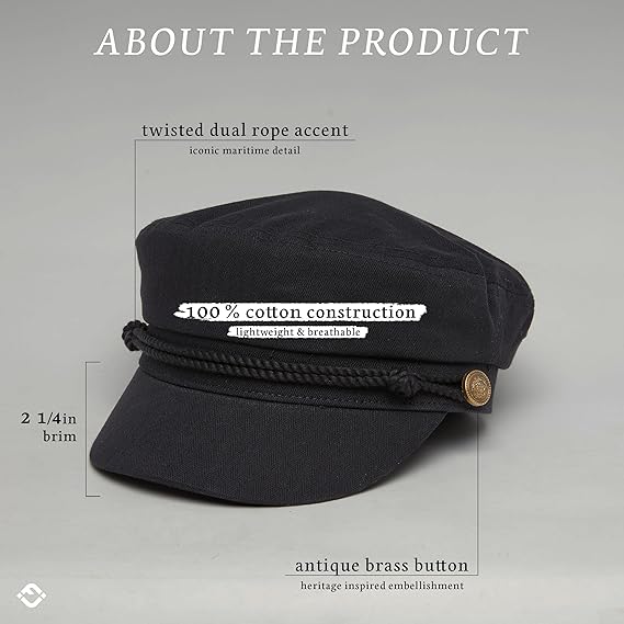 Newsboy Hat for Women – Trendy Greek Fisherman Cap, Classic Women's Baker Boy Newsies Hat, Ladies Fashion Caps