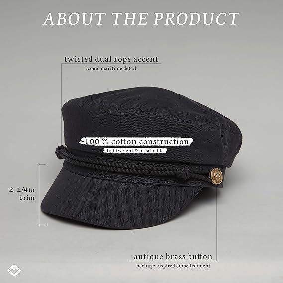 Newsboy Hat for Women – Trendy Greek Fisherman Cap, Classic Women's Baker Boy Newsies Hat, Ladies Fashion Caps