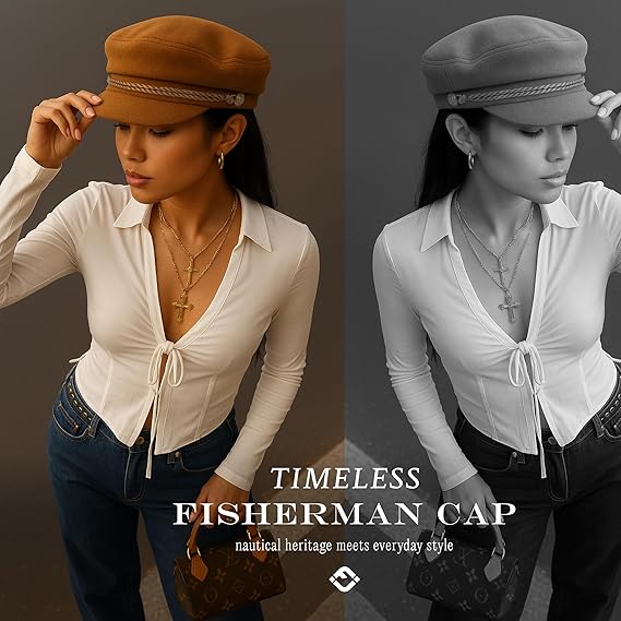 Newsboy Hat for Women – Trendy Greek Fisherman Cap, Classic Women's Baker Boy Newsies Hat, Ladies Fashion Caps